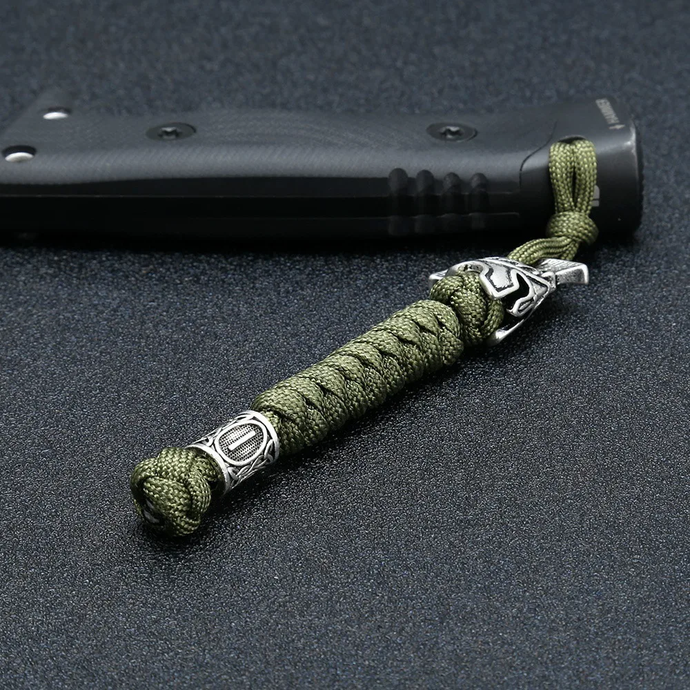 Key Rings Key Chains Viking Rune Bead Lanyard Keychain Outdoor Survival Paracord Rope Keychain Spartan Warrior Jewelry Handmade Car Key Knife Keyring