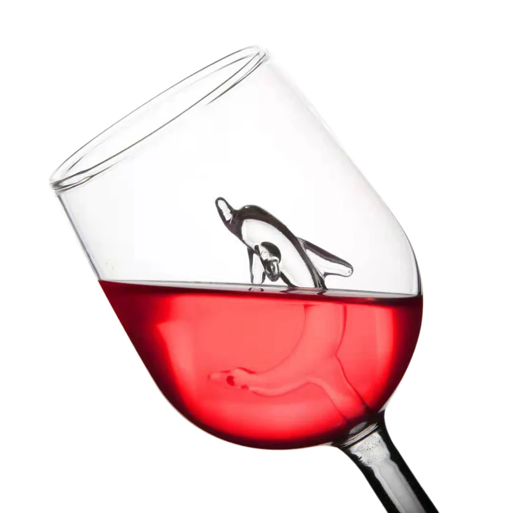 Dolphin Goblet Red Wine Glasses with Dolphin Inside Goblet Crystal Clear Glass for Home Bars Party JAN88