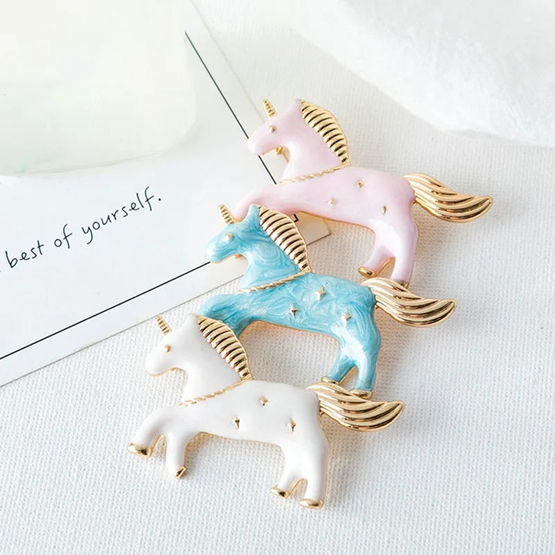 

European And American Chest Button Sweater Accessories Vintage Lucky Horse Brooch Simple Cute Unicorn Exaggerated Female Brooch