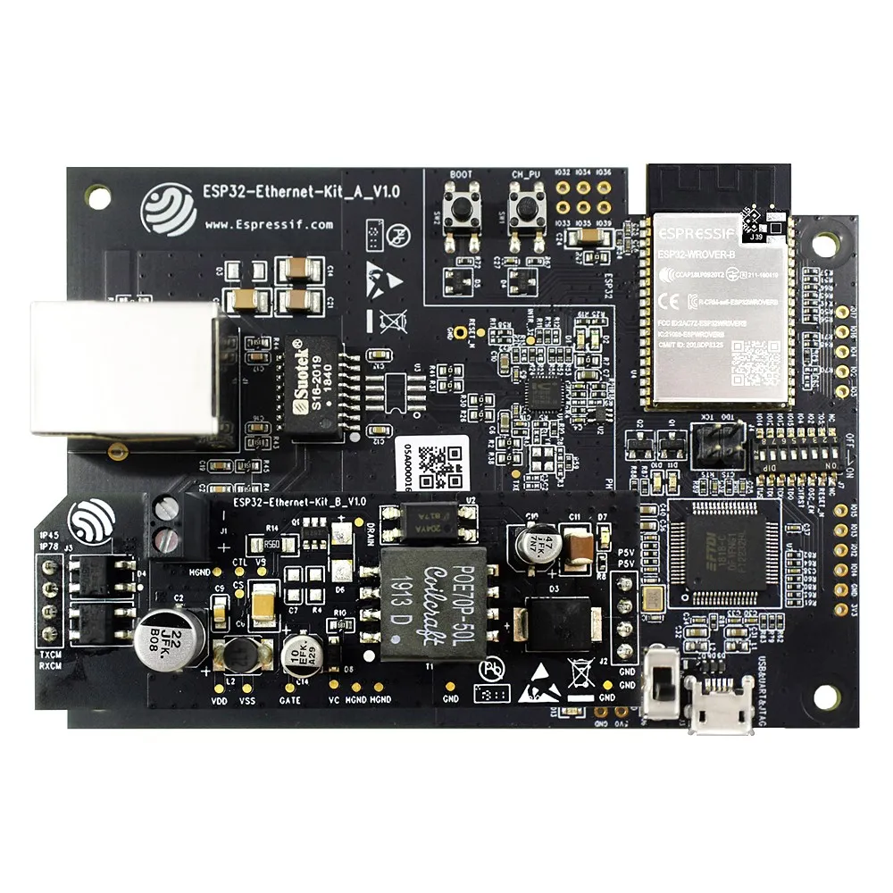 

ESP32-Ethernet-Kit Ethernet to Wi-Fi Development Board PoE Power Supply Wi-Fi 802.11b/g/n JTAG Debug
