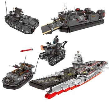 

XINGBAO 06016-06020 Cross The Battle Series Battleship Tank Assault Boat Building Blocks Military WW2 Bricks Educational Toys