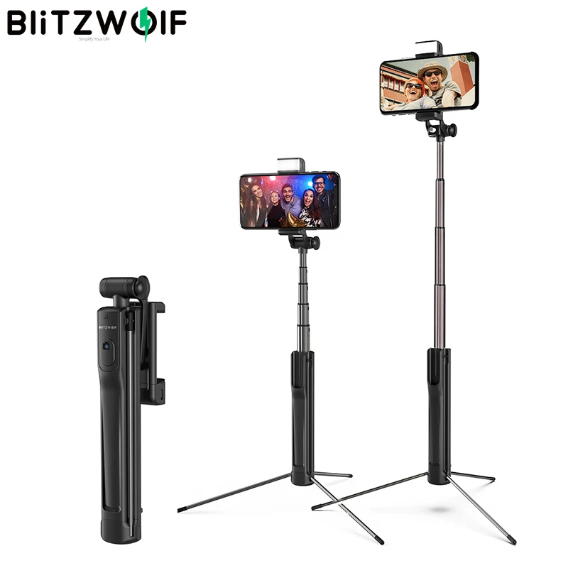 Blitzwolf BW-BS8 светодиодный заполняющий свет палка для селфи 3 в 1 выдвижное устройство Bluetooth штатив монопод для iPhone телефона Android спортивные Камера
