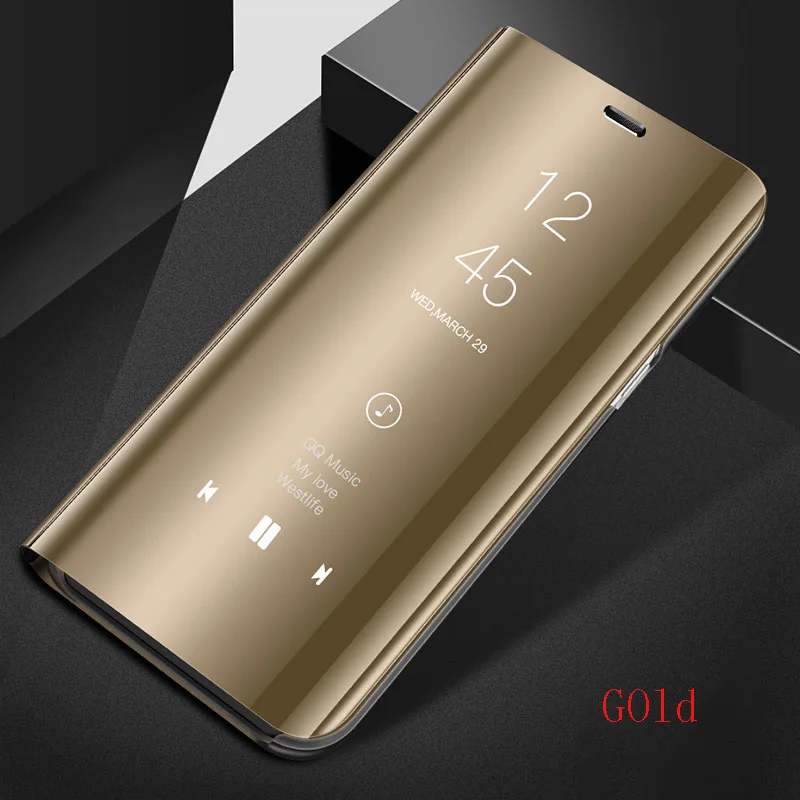 Умный зеркальный флип-чехол для Xiaomi CC9E 9 8 SE Max Mix 3 A1 A2 для Redmi 8A 7A 6A GO S2 7 4X5 плюс Примечание 8 7 6 5 K20 Pro крышка - Цвет: Gold