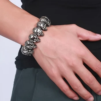 

Gothic bracelets big hip hop punk gifts for male Accessories charm skull bracelets mens stainless steel skeleton chains on hand