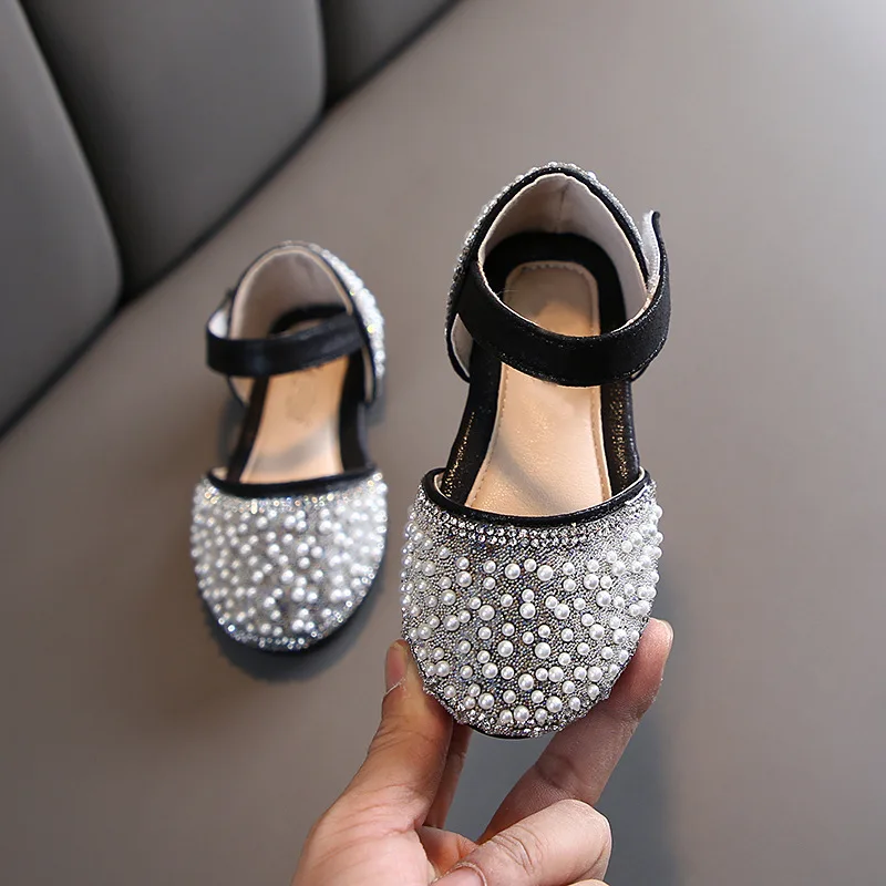 2020 Girls Sequin Leather Shoes Princess Kids Summer Glitter Holiday Shoes Wedding Birthday Party Fo