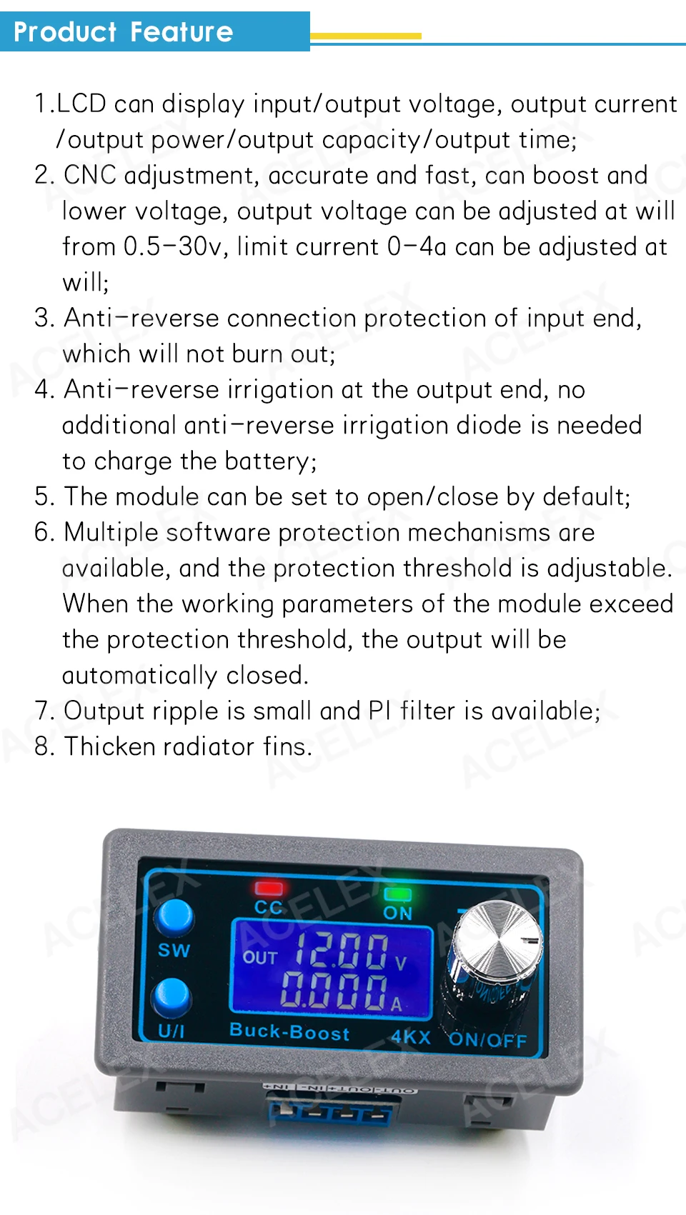 ZK-4KX CNC DC DC 벅 부스트 컨버터 CC CV 0.5-30V 4A 전원 모듈 태양 전지 충전을위한 조정 가능한 전원 -  G마켓 모바일