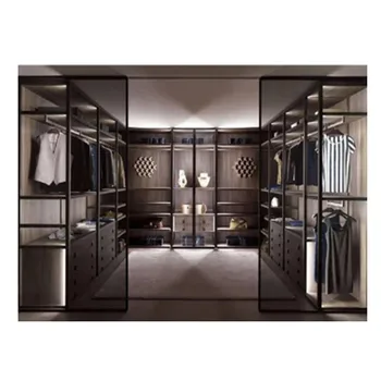 

European style aluminium frame glass door bedroom wardrobe closet design