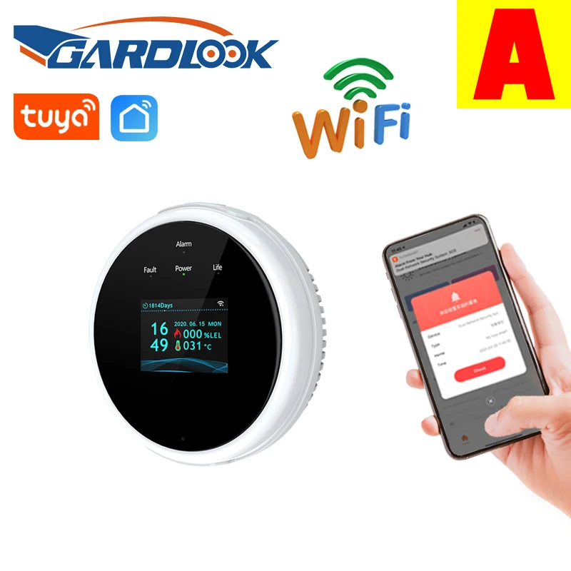 best alarm keypad GARDLOOK WiFi LPG GAS Leakage Natural Combustible Detector & 433MHz Gas Leak Sensor Alarm Optional Use For Home Security System tuya wifi sos button Alarms & Sensors