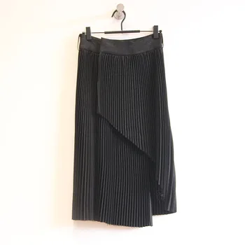 

Spring and summer new irregular slit pleated skirt