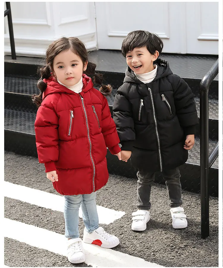 

Child Down Cotton Clothing Mid-length Boys Thickened Warm Cotton Girls Padded Jacket Children's Clothing Coat Keep Warm Fashion
