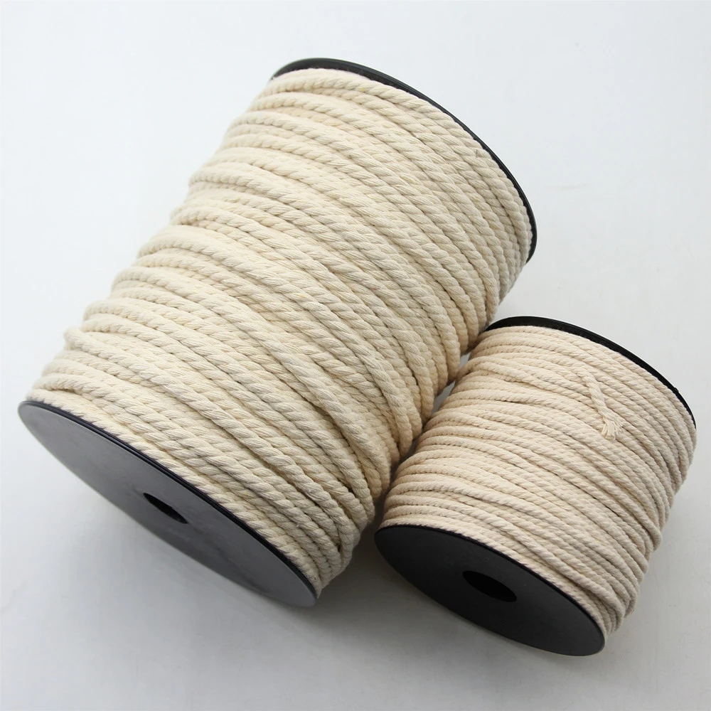 3/4/5MM Three Twisted Cotton Rope String Strap Thread Thick Cords For  Handmade Craft Supplies Bag Decor Home Textile Accessories