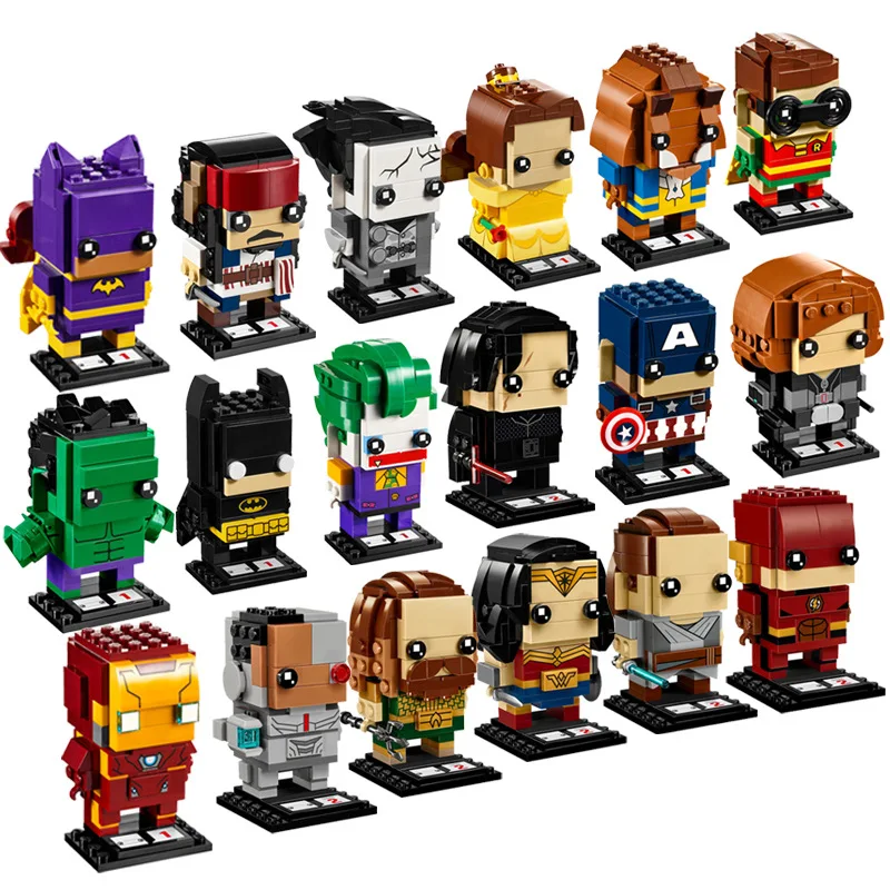 

2019 Brickheadz Marvel Avengers Super Heroes Iron Man Beauty And The Beast Princess Bell Building Blocks Bricks Figures Toys