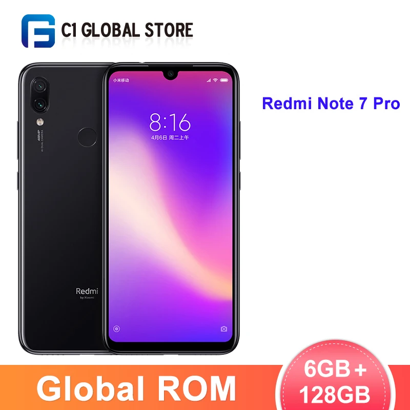 Xiaomi Redmi Note 7 Pro с глобальной прошивкой 6 ГБ 128 Смартфон Snapdragon 675 четыре ядра 48 Мп + 5 МП