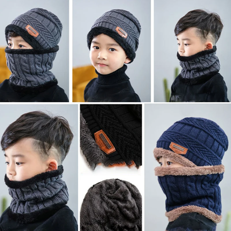 Вязаные Детские шляпы, шарф, тюрбан, шапка, хлопок, теплая шерсть, меховые шапки, мягкая шапка для детей, девочек, мальчиков, эластичные вязаные шапки для осенне-зимнего сезона