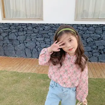 

2020 New Style Girls Floral Shirt Spring Cotton Fashion Girls Blouse 2-8t PP927