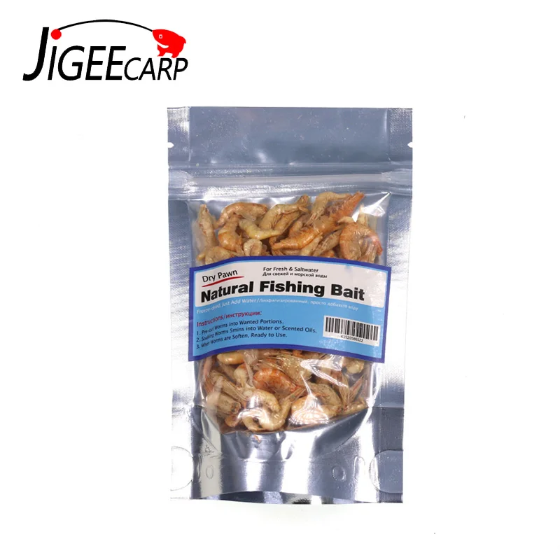 

JIGEECARP 1 Bag Freeze Dried Pawn Freshwater Shrimps Carp Fish Bait Pet Fish Real Lures For Sardine Makerel