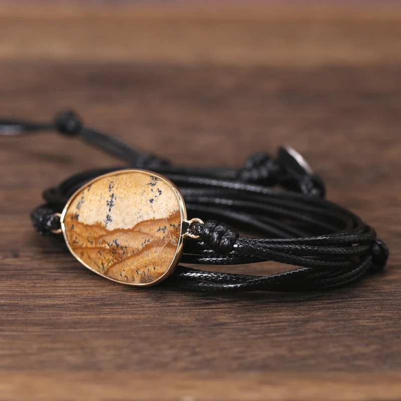 wrap браслет из натурального камня Picturestone Boho браслет дружбы для мужчин и женщин браслет с надписью подарки дропшиппинг