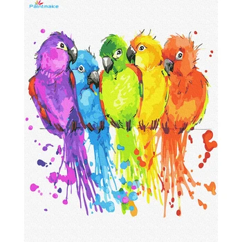 

Paintmake Animal DIY Paint By Numbers Colorful Parrot Oil canvas Painting Home Room Decoration Paintings Art picture