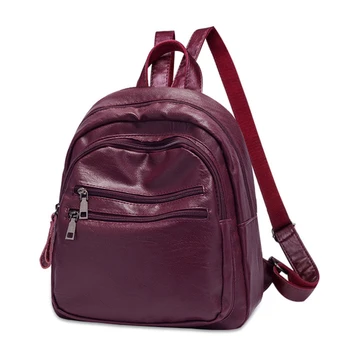 

HGCBB 10L Women Leather Backpack 2020 Fashion School Travel Backpacks Bag Woman Teens Teenage Girls Vintage Back Pack Red Black