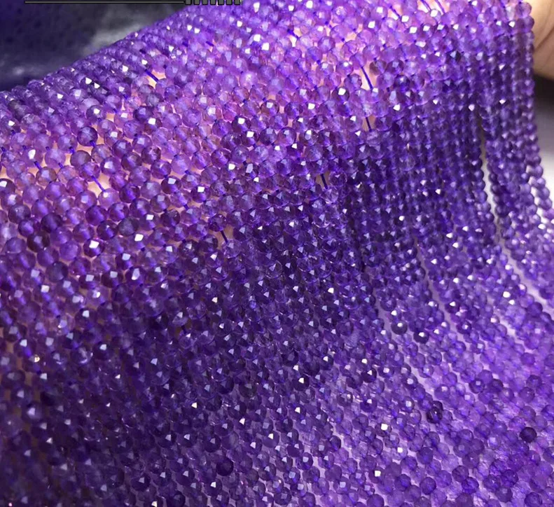 AAAA amethyst roundel faceted 2*3mm for DIY jewelry making loose beads FPPJ wholesale beads nature gemstone