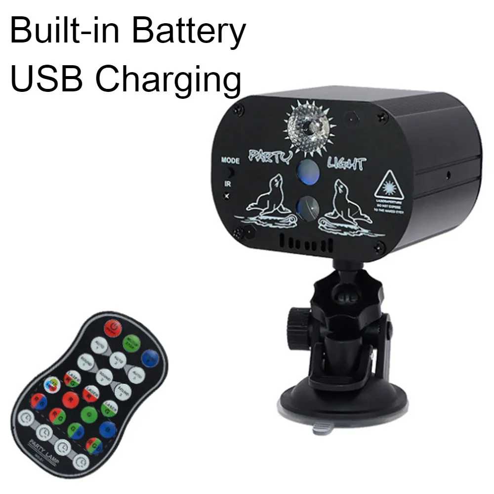 Built-in battery USB Многомодовый автомобильный Звездный светильник с USB проекцией, декоративный пульт дистанционного управления/Звуковое управление, лазерный Звездный светильник, атмосферная лампа, 1 комплект - Испускаемый цвет: Built-in battery USB