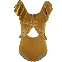 Отдых сексуальный бархатный цельный купальник женский консервативный тонкий тонкое бикини