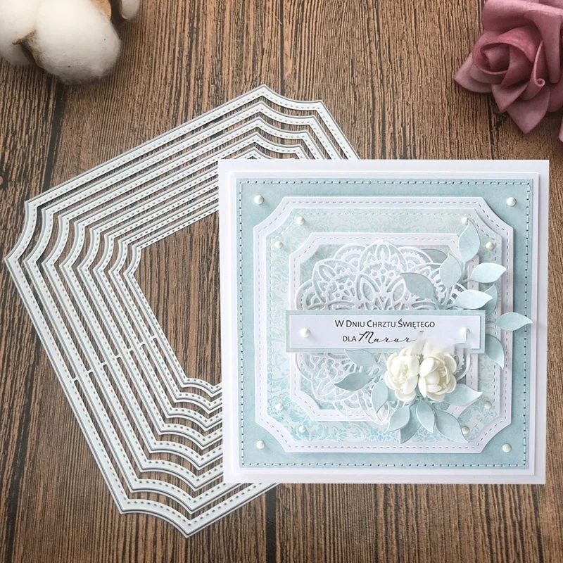 

Square with Arc Border Metal Cutting Dies Party Table Setting Place Card Name Holder Album Scrapbook Paper Craft Punch Cutter