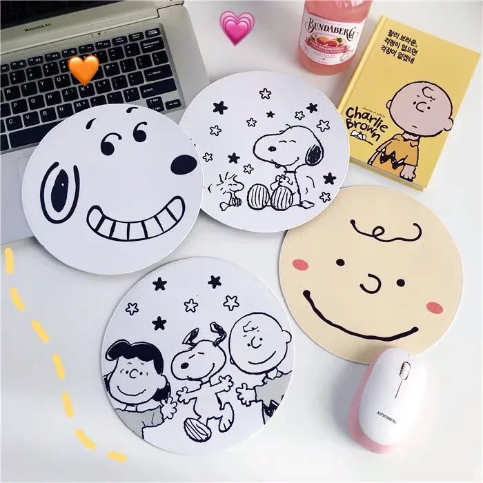 Peanuts Snoopy Cartoon Kawaii Mouse Pad Pu Ultra Soft Natural