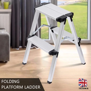 

Lightweight Aluminum Ladder Ascending Platform Step Stool Rack Stair Chair Household Multi Function Folding Ladder Stool