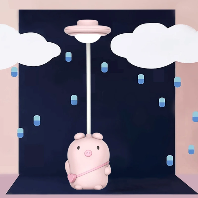 

Cartoon Silicone Pig Press Sensor LED Night Light for Children Baby Kids 3 Modes Eye Protection USB LED Night Lamp Pink
