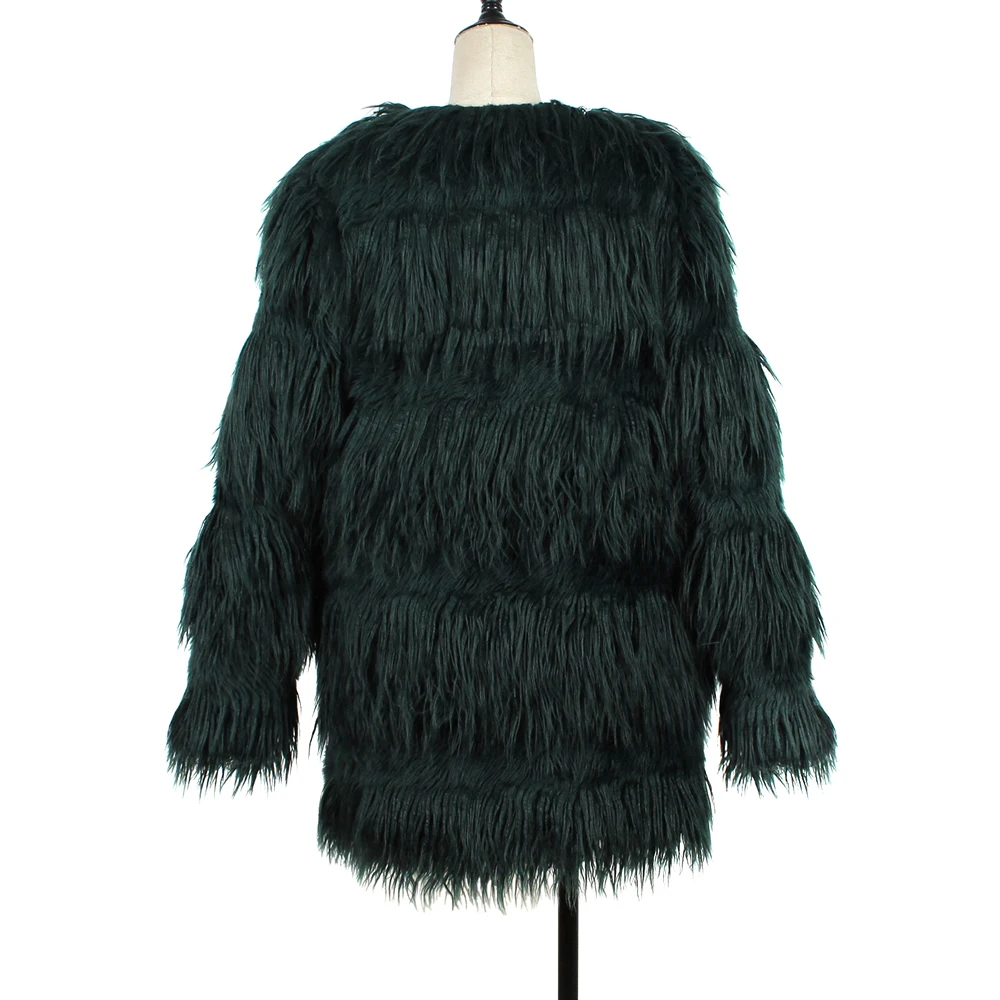 Модные женские шубы из искусственного меха с кисточками Chaqueta женские пальто с мехом больших размеров Свободная верхняя одежда Mujer осенне-зимнее пальто с длинными рукавами