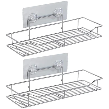 

Shower Caddy Shelf Storage Rack Adhesive Without Drilling Stainless Steel Wall Mounted for Washroom, Lavatory, Restroom, Toilet,