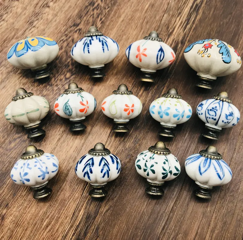 1 шт. китайские сине белые фарфоровые керамические дверные ручки и для детской