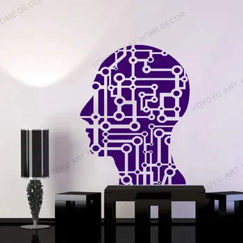 

Art Education Wallpaper Mural Head Science Wall Vinyl Sticker Wall Decal Micro Chip Artificial Modern Decor Removable rb723