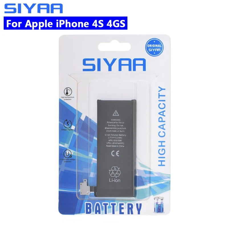Original SIYAA Battery For Apple iPhone 4S 4GS Replacement Mobile Phone