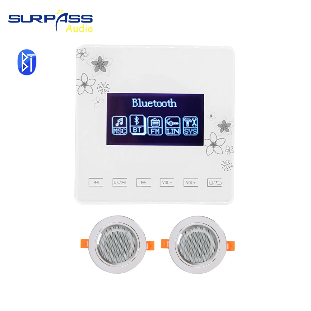 Bathroom Waterproof in Ceiling Speakers kit Bluetooth Mini Wall Amplifier with Small Loudspeakers can Home Bathroom Sound System