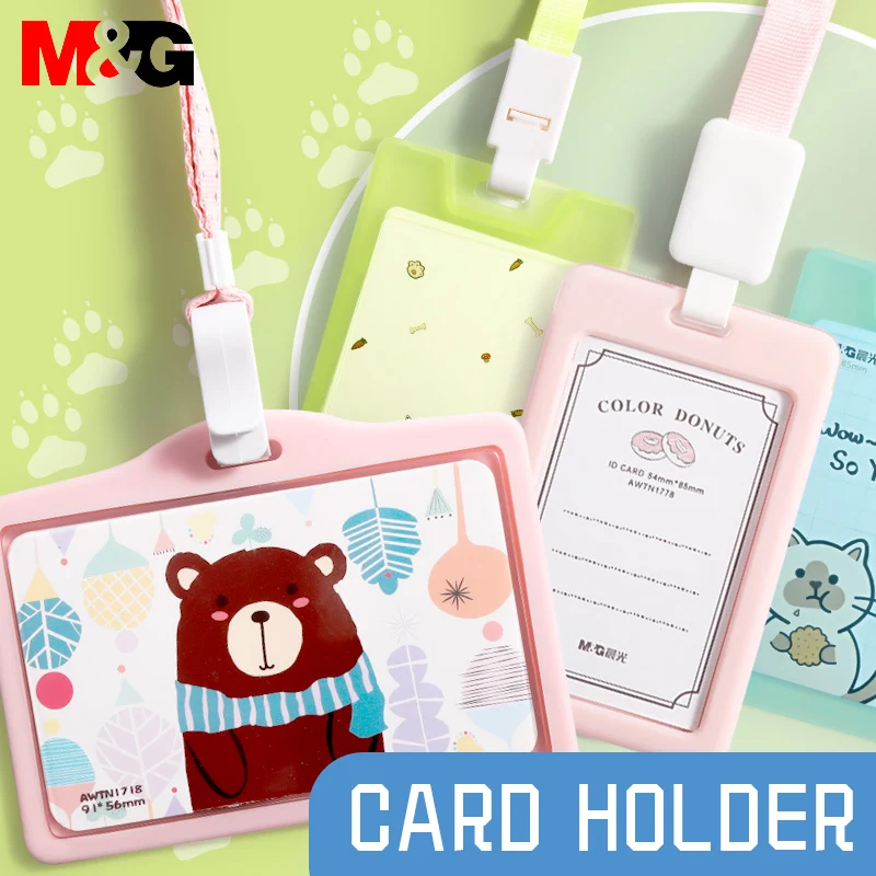 M&G 1PC ID Card Credit Card Bank Card Case Student Bus Card Case Hand Strap Visiting Door ID Card Card Case Female Male Pendant