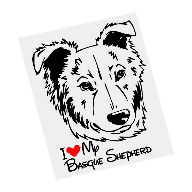 

S61441# I Love My Basque Shepherd Dog Black Transparent Car Sticker Vinyl Decal Waterproof Decors for Motorcycle Bumper