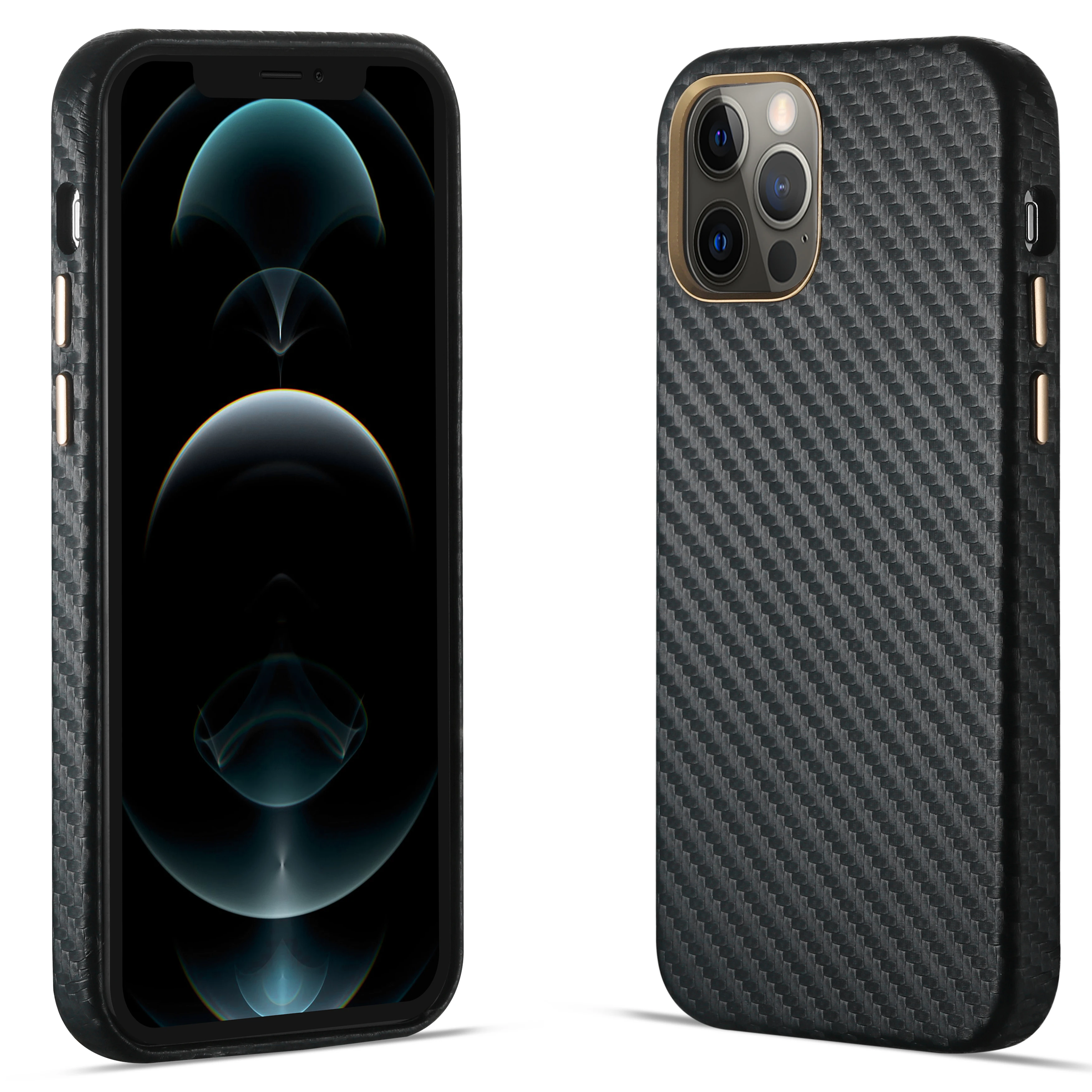 R-JUST Half-wrapped Carbon Fiber Phone Case for iPhone 12 11 Pro Xs Max Ultra-thin Pure Cover for iPhone X SE 7 8 Plus 2020 CASE