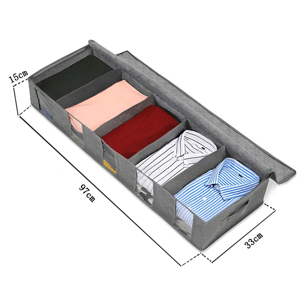 Складной нетканый органайзер для кровати под шкаф, органайзер для одежды, стеганая сумка для хранения, 1 шт