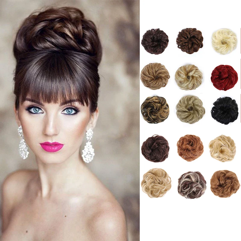 

DIANQI Synthetic hair blond messy bun curly extension ring chignon hairpiece warp ornaments scrunchies fake hair ties