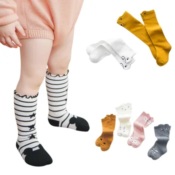 

1 Pair 0 to 6 Years Spring Summer Children's Knee High Socks Cartoon Long Socks For Infants Newborn Baby Cotton Tube Girls Socks