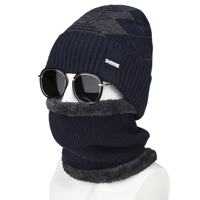 Winter Acrylic Plus Velvet Cold Protection Knitted Hat Skullies& Beanies Windproof Riding Outdoor Sport Women's Winter Knit Hat