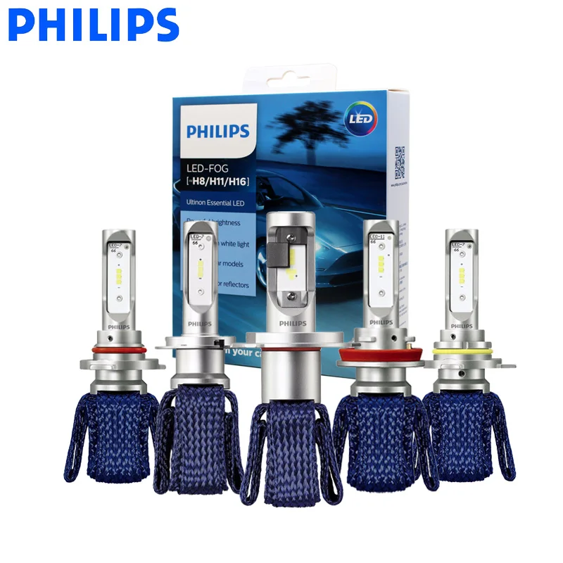 Philips-bombillas LED Ultinon Rally 3551 para faros delanteros de coche,  luz blanca de 6500K, potencia máxima de 50W, 4500LM, H4, H7, H11, HB3, HB4,  HIR2, 2X