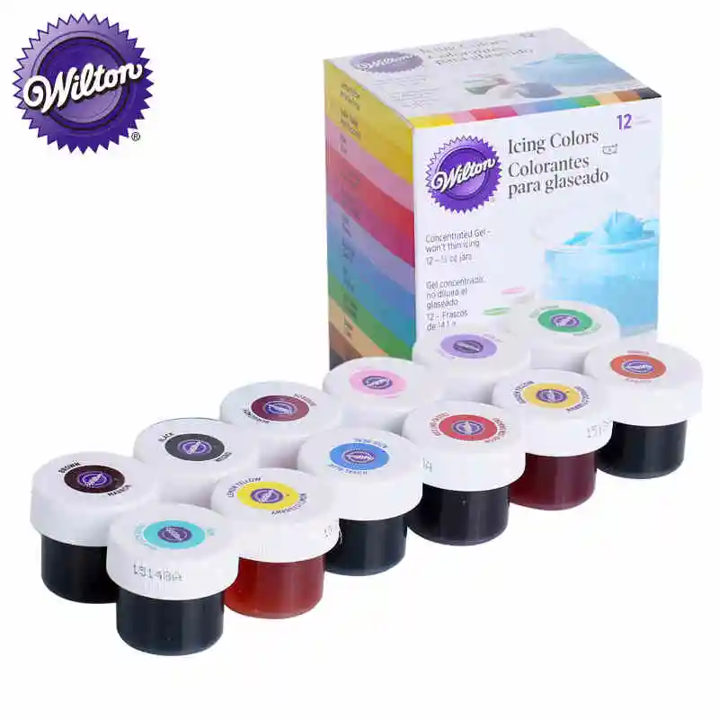

Wilton Icing Color Food Color 12 Pieces Gel-Based - Wilton Food Coloring Additive for Icing Fondant Cake Batter Cake Color Tools