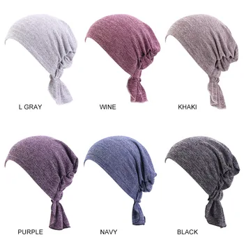 

Womens Muslim Hijab Stretchy Cotton hat Turban Hair Caps Cover Hair Loss Head Scarf Wrap Pre-Tied Headwear Strech Hair Styling