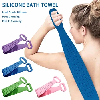 

Bath Towel Brush Exfoliating Massage With Pull Ring Shower Cloth Back Scrub Household Merchandises Scrubbers Bathroom Products