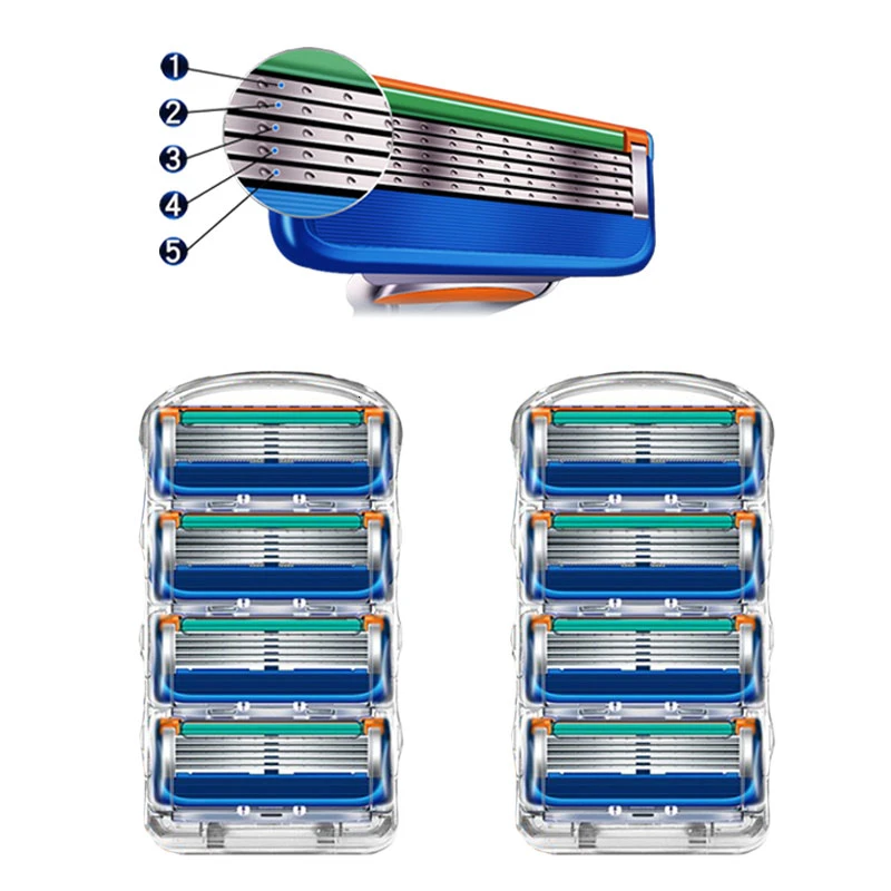 Replaceable blades Fit Gillette Fusion 5 Proglide Proshield Safety razor blade Shaving cassettes 5 layers stainless 4