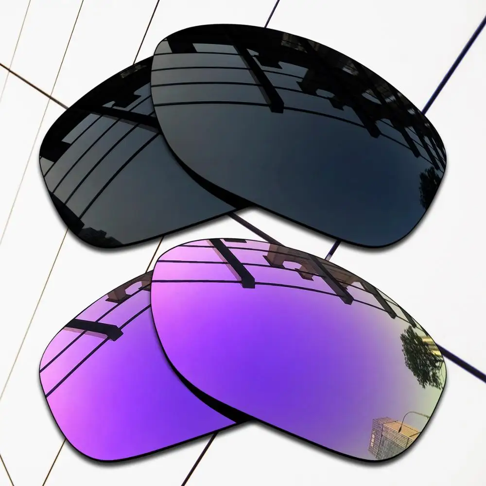 E.O.S 2 Pairs Black & Purple Polarized Replacement Lenses for Oakley Pit Bull OO9127 Sunglasses
