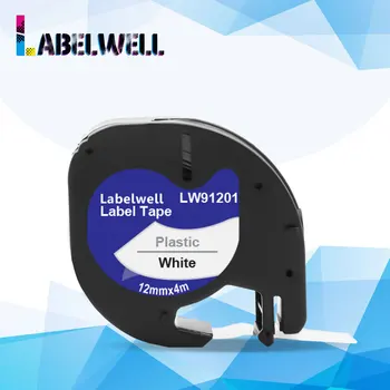 

1PCS Black on White 12mm*4m 91201 Plastic tape compatible for Dymo Letratag LT91201 LT-100H label printer